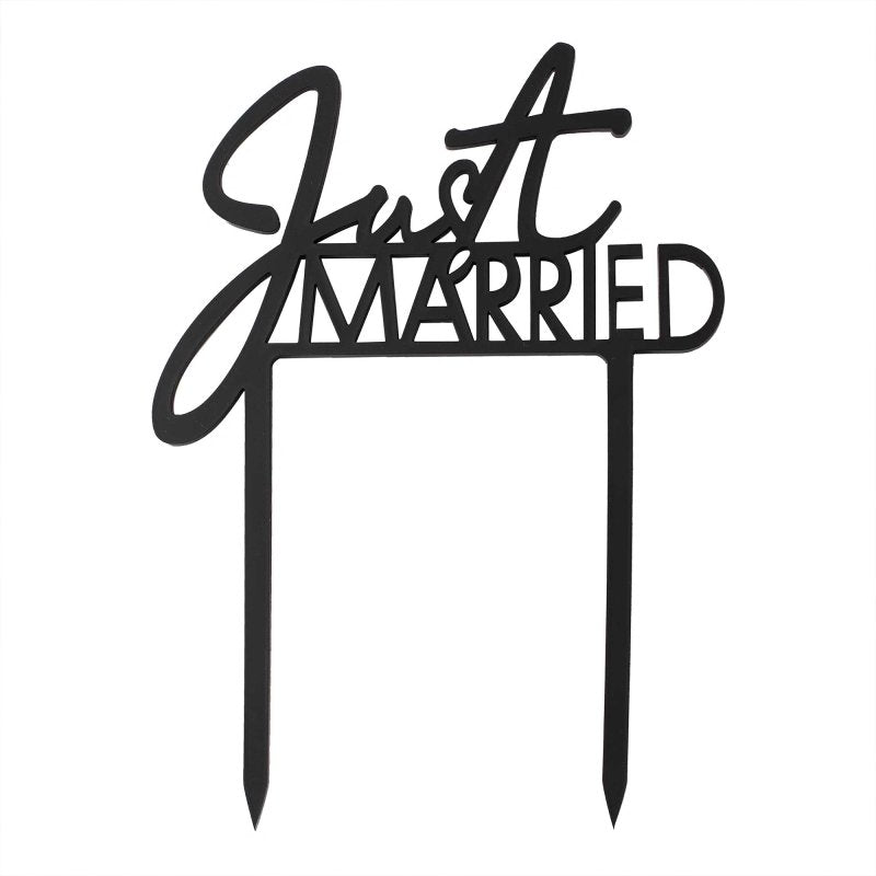 Just Married Black Wedding Cake Topper