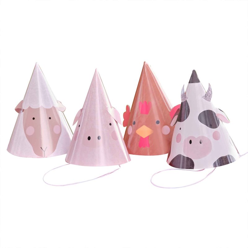 farm animal barnyard birthday party theme paper party hats for kids and children