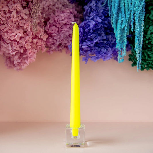 Neon Yellow Tapered Candle