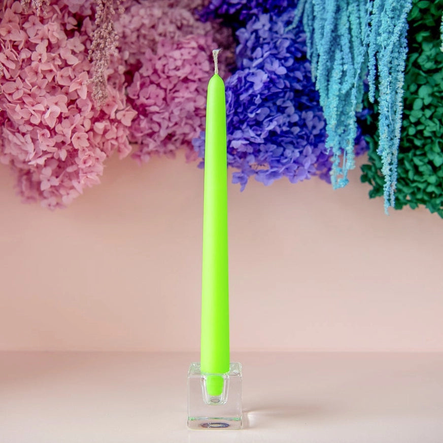 Neon Green Tapered Candle