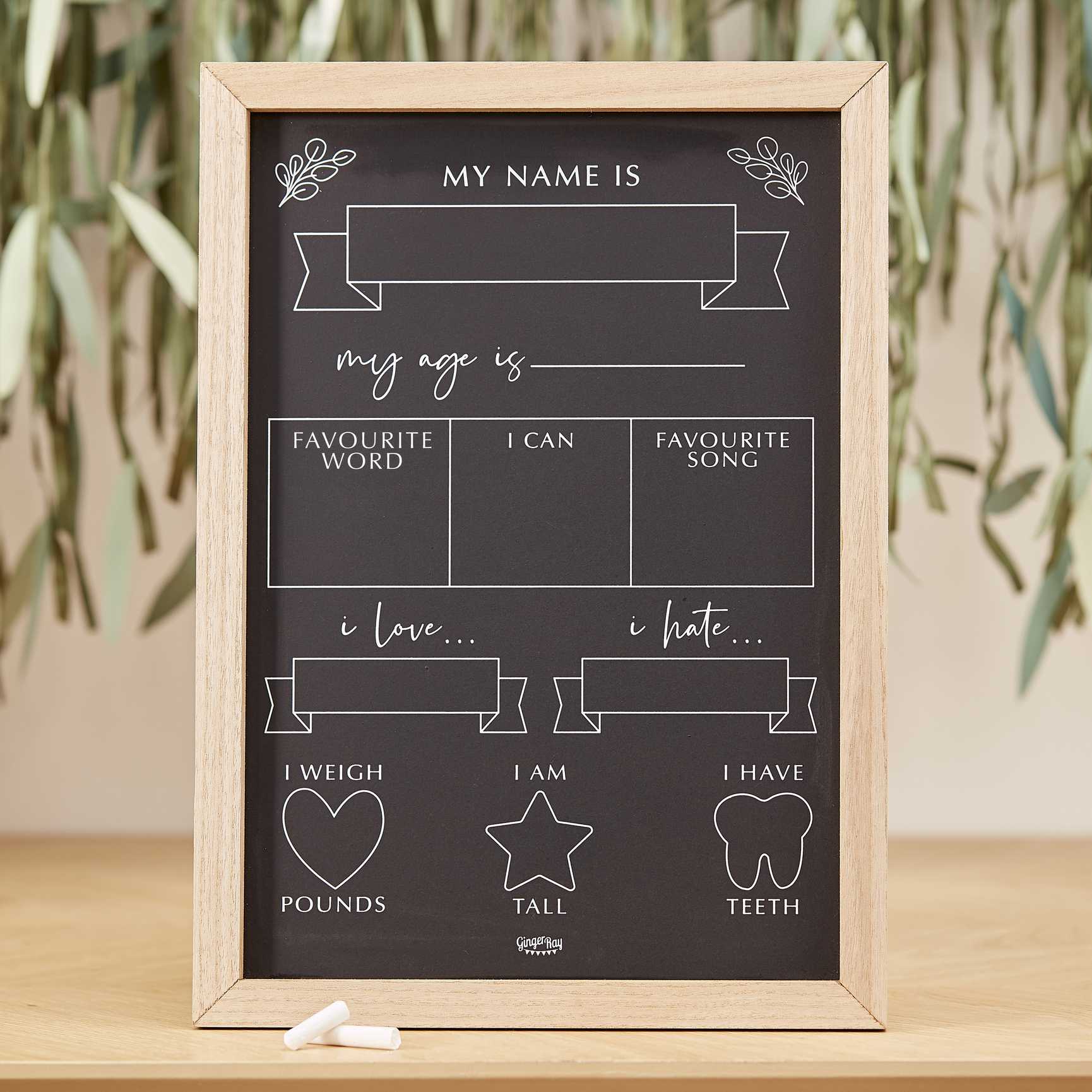 baby chalk board size and memories kids pre school likes and loves