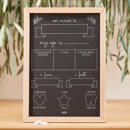 baby chalk board size and memories kids pre school likes and loves