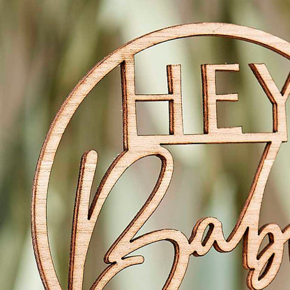 Hey Baby Wooden Baby Shower Cake Topper