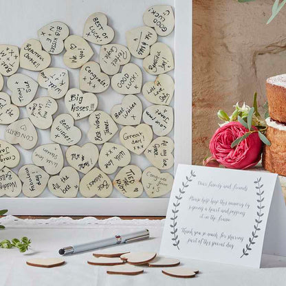 wedding bridal shoer engagement party wooden love heart guest book keepsake frame display