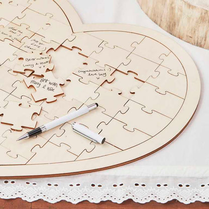 love heart jigsaw puzzle guest book keepsake wedding engagement baby shower bridal shower