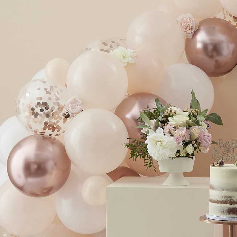 Peach White & Rose Gold DIY Balloon Garland Kit