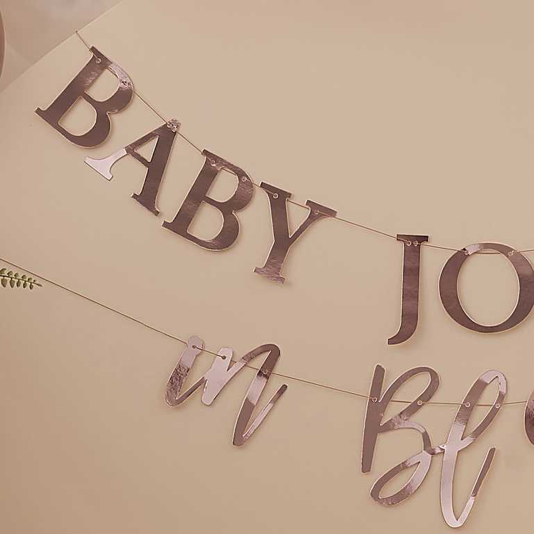 rose gold customisable name baby shower gender reveal party decoration banner bunting