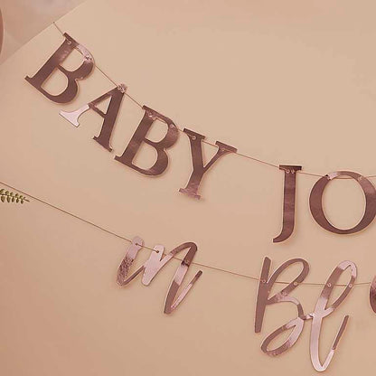 rose gold customisable name baby shower gender reveal party decoration banner bunting