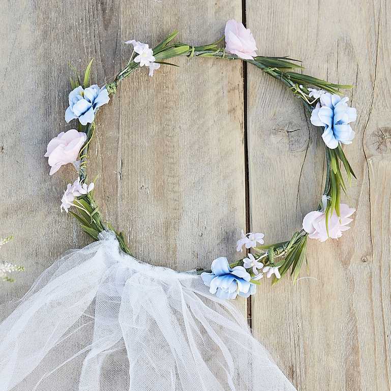 floral flower crown bride to be veil headband for a bachelorette party bridal shower or hens party