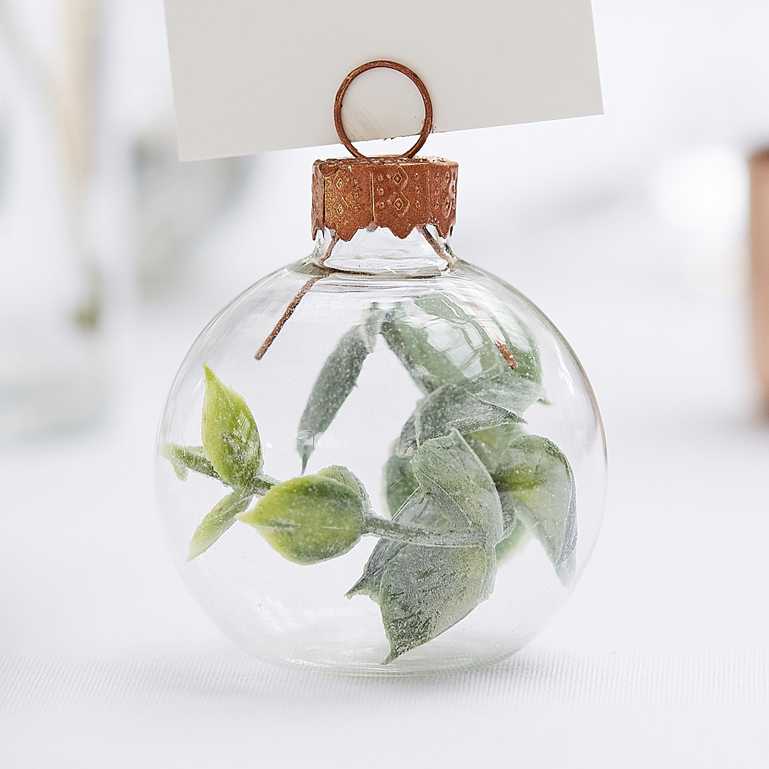 wedding guest name place holder table clear bauble