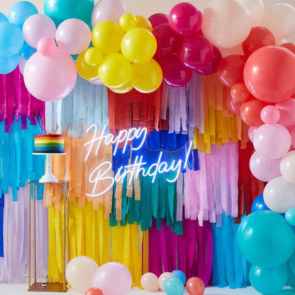 rainbow bright colourful happy birthday party banner bunting decoration