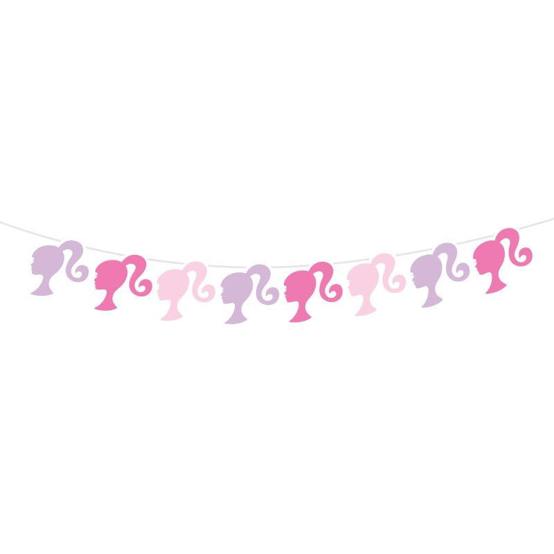 barbie logo doll pink birthday party theme bunting banner hanging