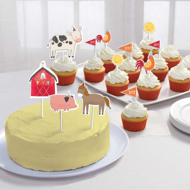 Barnyard Farm Animal Cupcake Cake Toppers