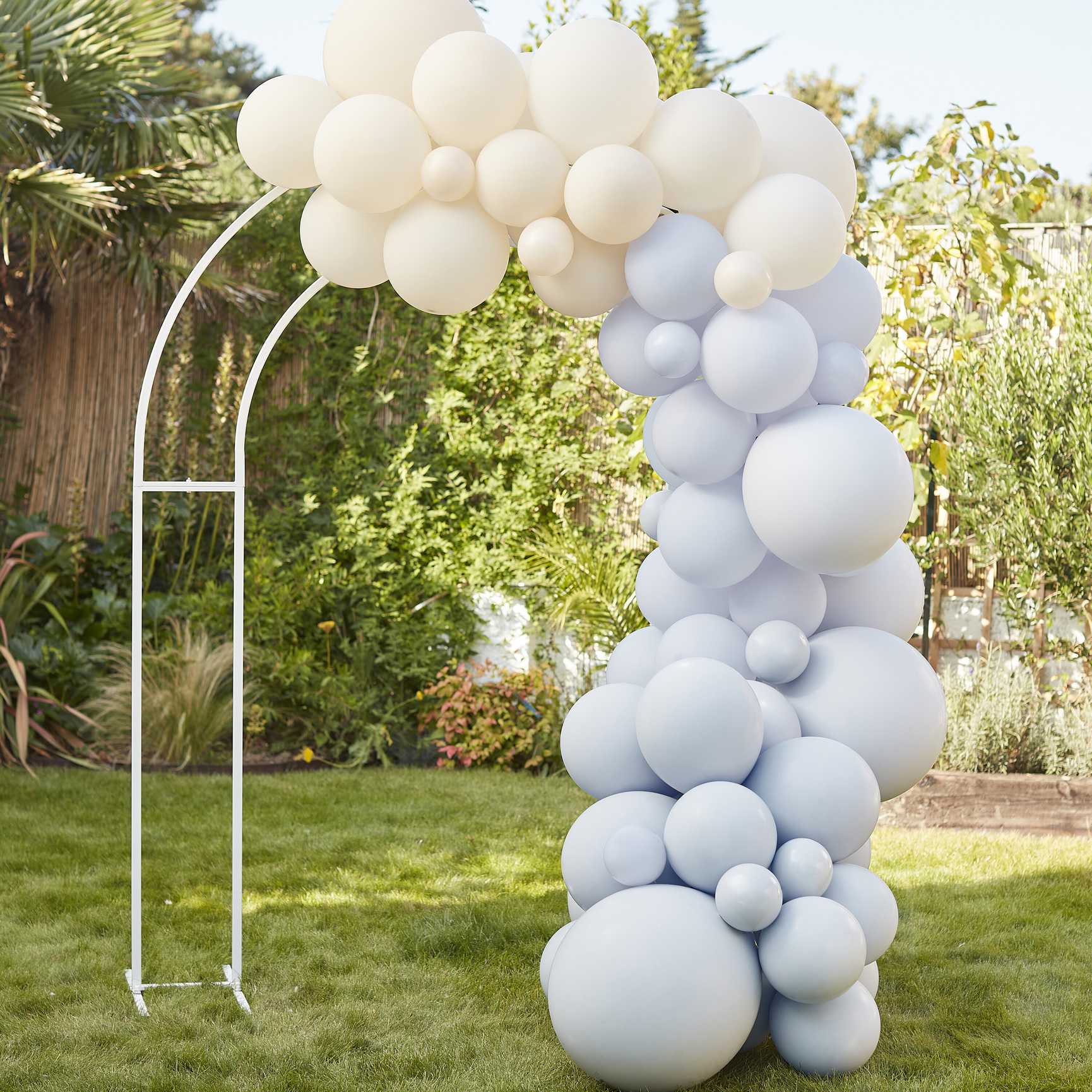 baby blue and white cream DIY balloon garland arch kit party decorations