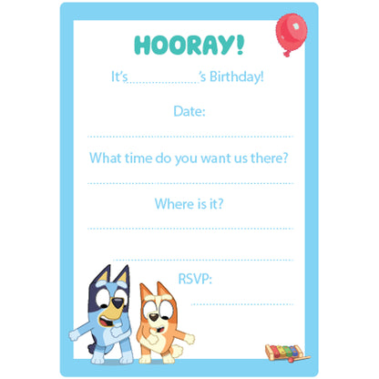 bluey bingo kids birthday party invitations