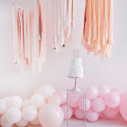 Pink, Blush & Rose Gold Ceiling Streamer Hanging Kit