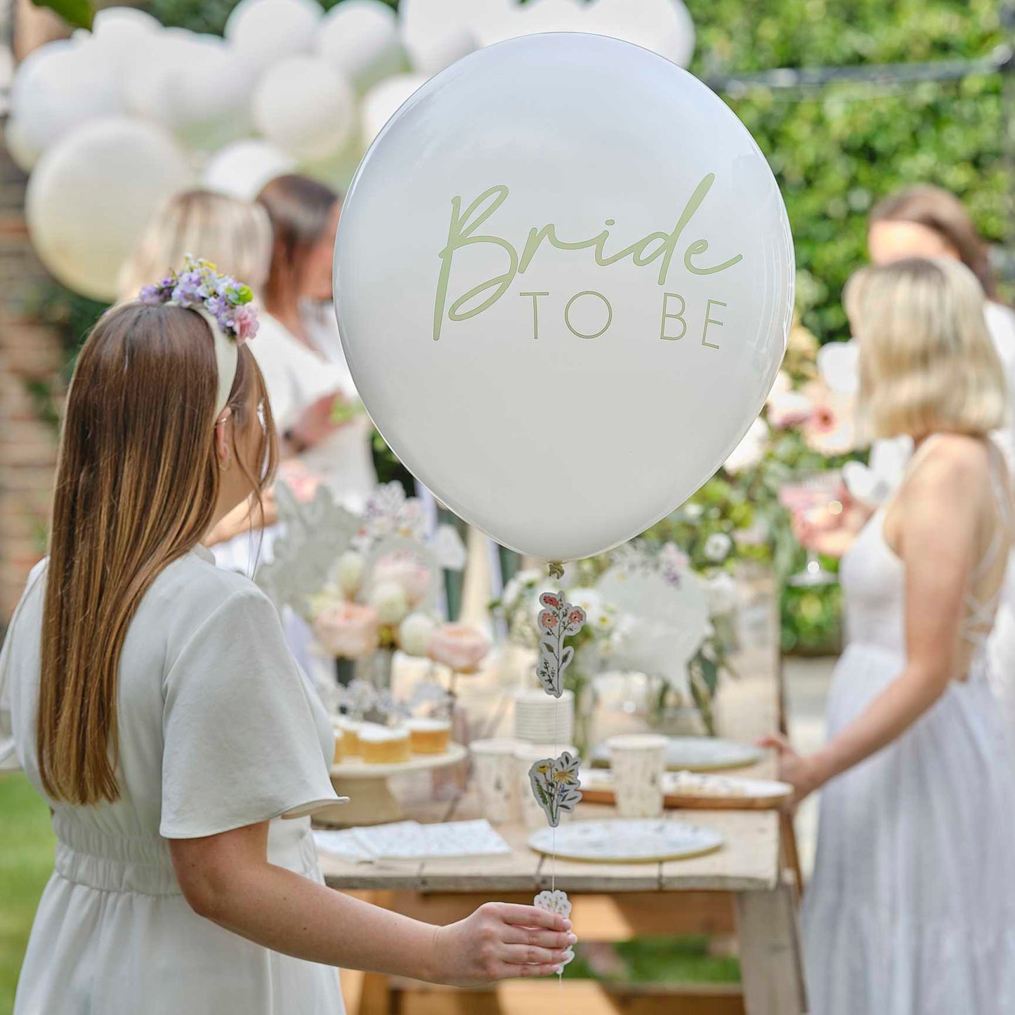 Bridal Bloom Bride To Be Jumbo Balloon with Floral Tail