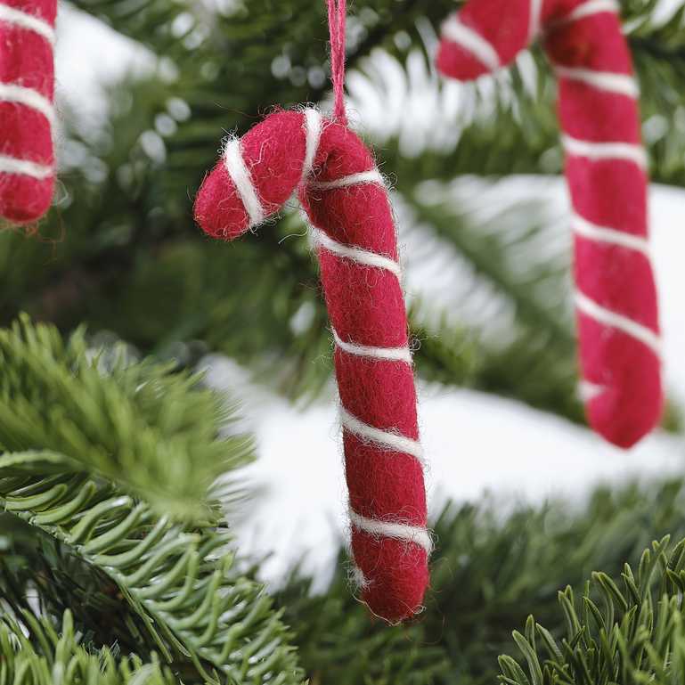 Christmas Candy Cane Felt Tree Decorations