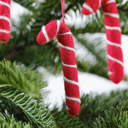 Christmas Candy Cane Felt Tree Decorations