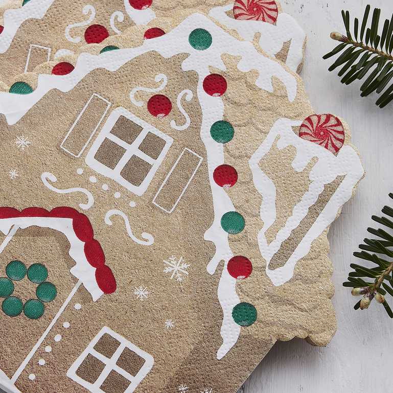 Christmas Gingerbread House Paper Party Napkins Serviettes