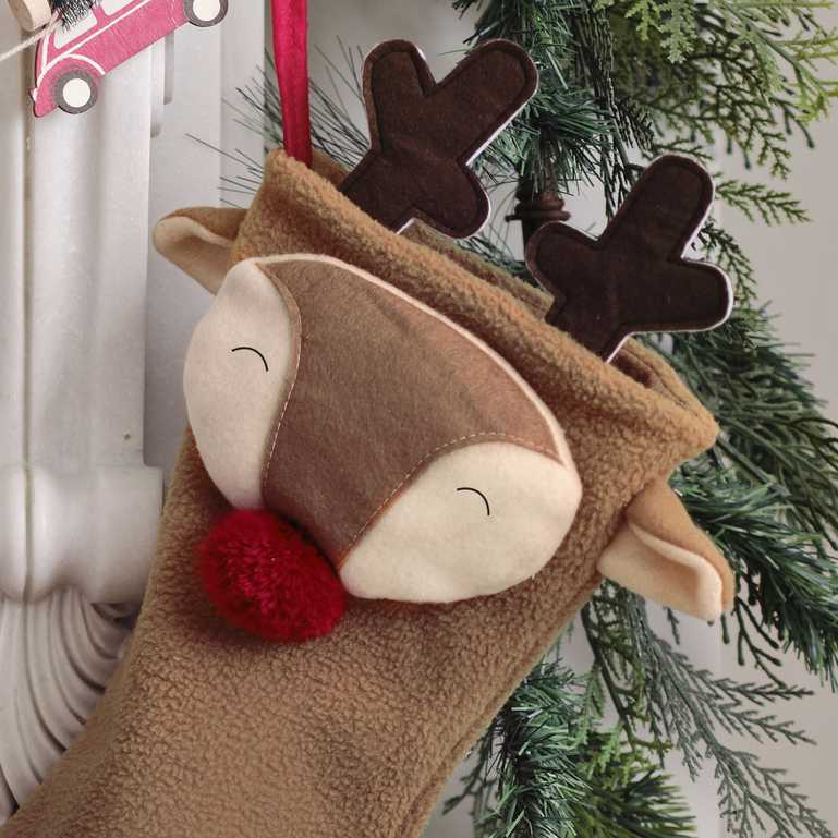 Christmas Reindeer Fluffy Stocking