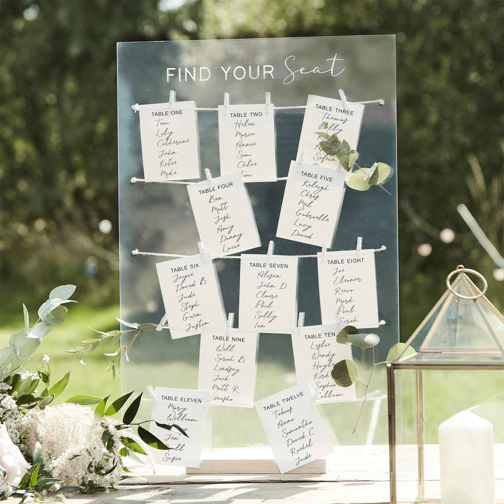 clear acrylic wedding seating chart plan sign 