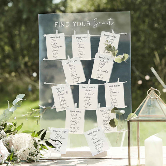 clear acrylic wedding seating chart plan sign 