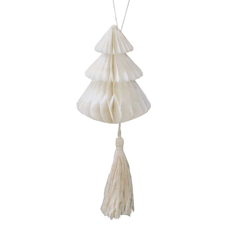 Cream Christmas Tree Honeycomb Hanging Decoration