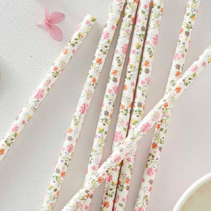 ditsy floral flower paper party straws garden party princess tea party theme