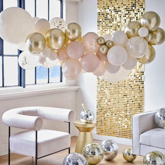 DIY Gold & Neutral Nude Balloon Garland Arch Kit