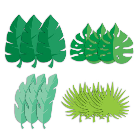 Dinosaur Party Leaves Cutouts Decorations Pk 12