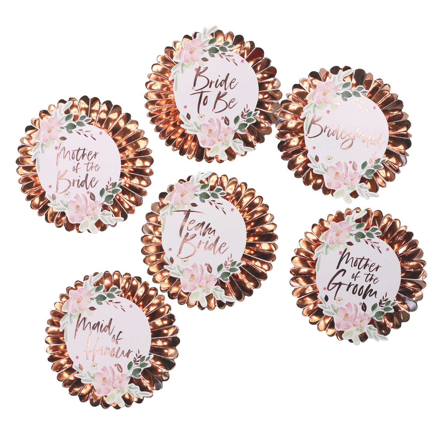 Rose Gold Floral Bridal Shower Hens Party Badges