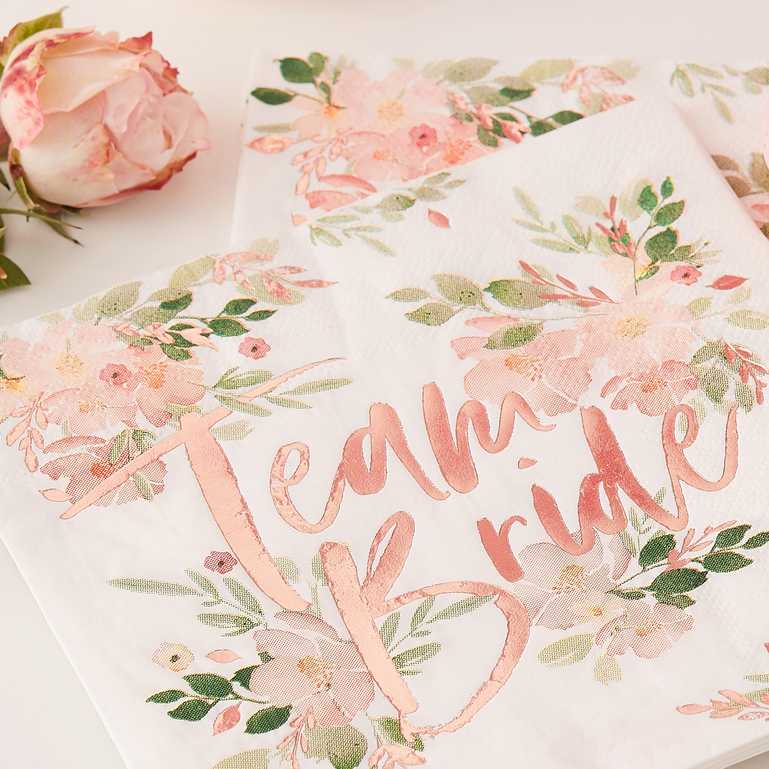 Rose Gold Team Bride Bridal Shower Napkin Serviettes