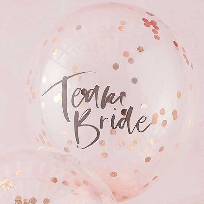 Pink Rose Gold Floral Flower Team Bride Hens Party Balloons