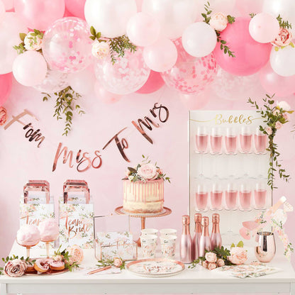 Pink Rose Gold Floral Flower Team Bride Hens Party Balloons