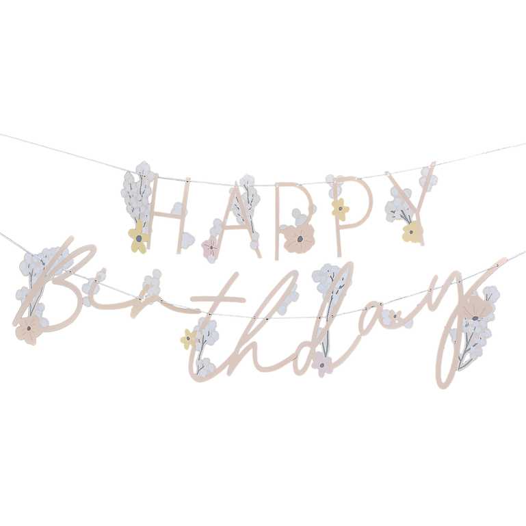 Birthday Bloom Floral Happy Birthday Banner