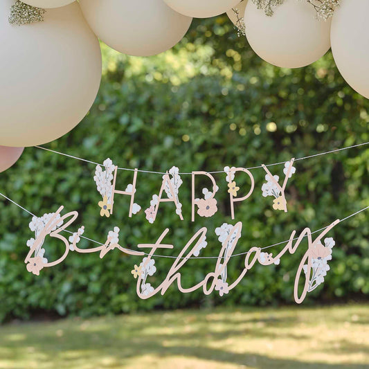 Birthday Bloom Floral Happy Birthday Banner