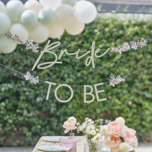 Floral Bride To Be Banner Sign