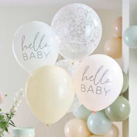 Floral Hello Baby Shower Balloons