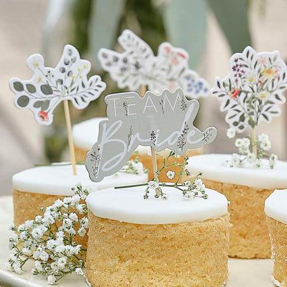 Floral Team Bride Cupcake Cake Toppers