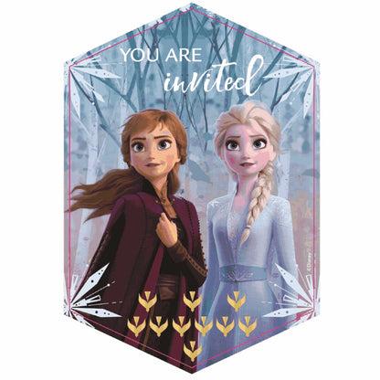 Elsa and Anna from the movie Frozen birthday party invitation set for kids