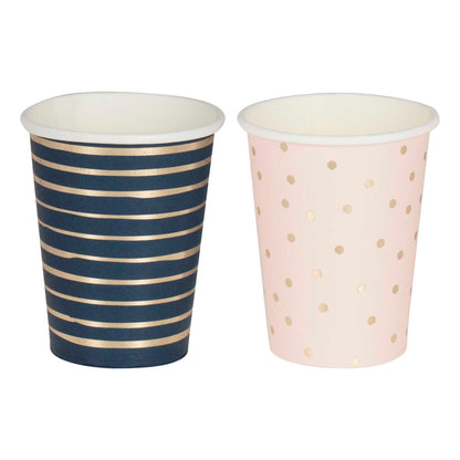 Pink Navy & Gold Gender Reveal Baby Shower Paper Party Cups