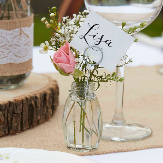 Glass Jar Wedding Name or Table Place Cards & Holders