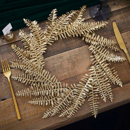 Gold Fern Christmas Wreath Table Setting Placemats Pk 4