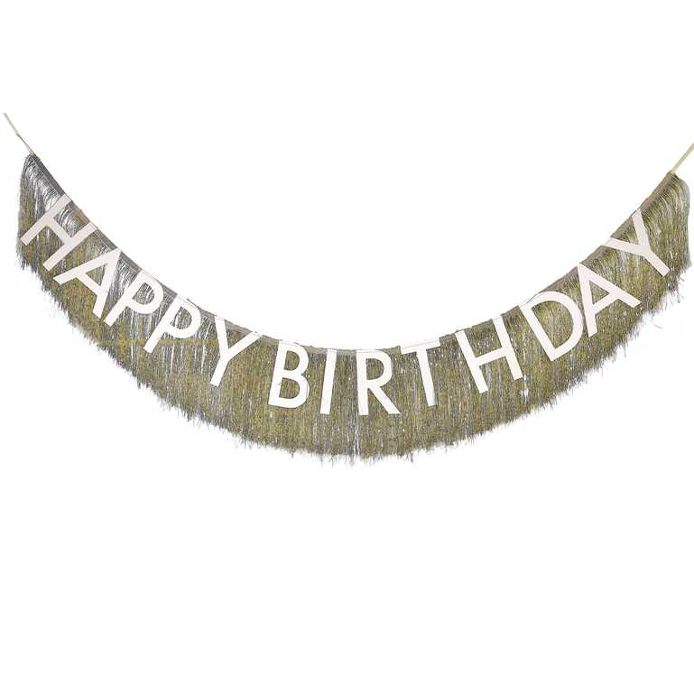 Gold Fringe Happy Birthday Bunting Banner