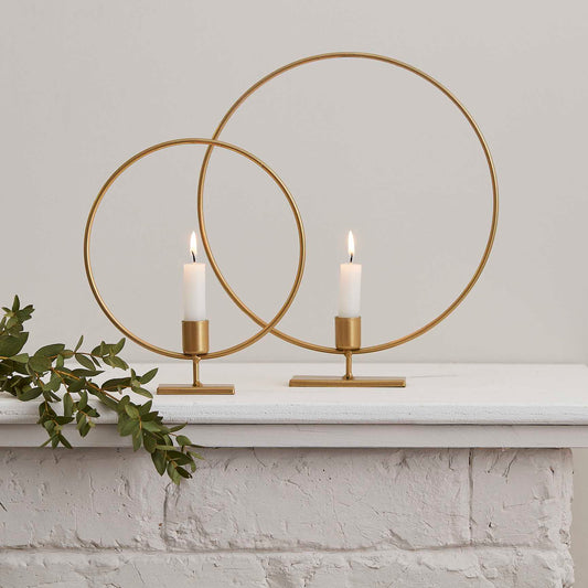 Gold Hoop Ring Christmas Candle Holders