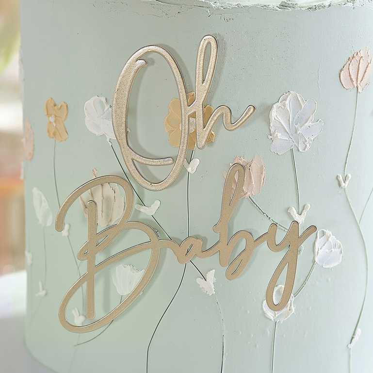 Gold Oh Baby Shower Cake Topper