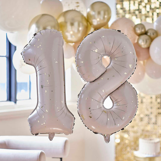 Gold Speckle Giant Number 18 18th Birthday Balloons