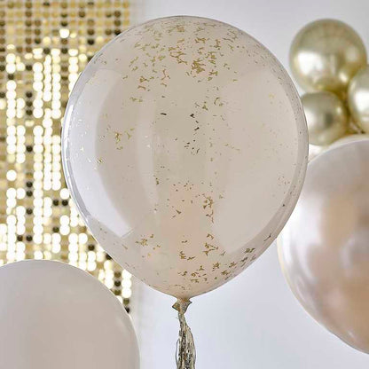 Gold & Neutral Jumbo Balloons With Tassel Tails