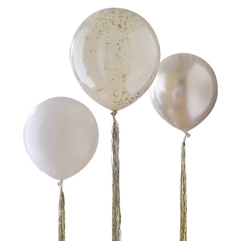 Gold & Neutral Jumbo Balloons With Tassel Tails